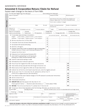 Minnesota Amended S Corporation Return