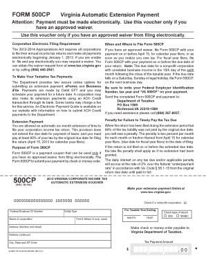 Virginia Form 500CP Automatic Extension Payment