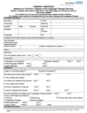 Children's Speech and Language Therapy Referral Form