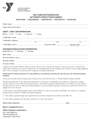 Day Camp Authorization Form