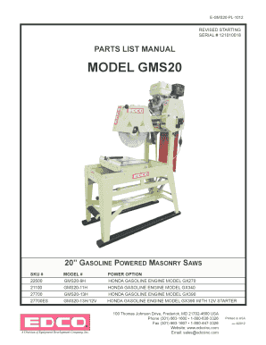 PARTS LIST MANUAL MODEL GMS20 - bluelinerentalcom