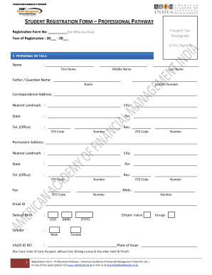 Student Registration Form - Professional Pathway