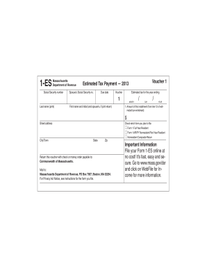 Massachusetts 2013 Estimated Tax Payment Voucher