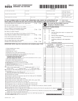 Maryland Nonresident Amended Tax Return