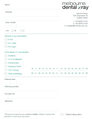 Dental X-Ray Request Form