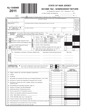 New Jersey Nonresident Income Tax Return