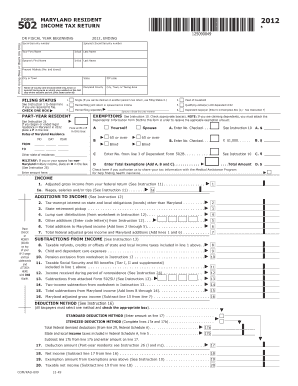 Maryland Resident Income Tax Return Form 502