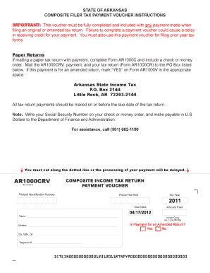 Arkansas Composite Filer Tax Payment Voucher