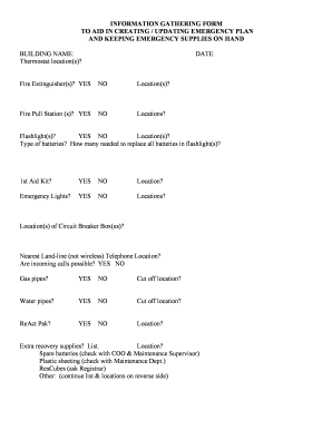 Emergency Plan Information Gathering Form