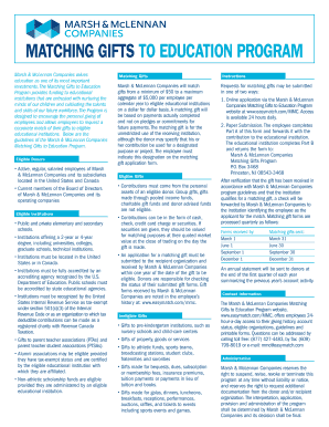 Marsh & McLennan Matching Gifts to Education Program Application
