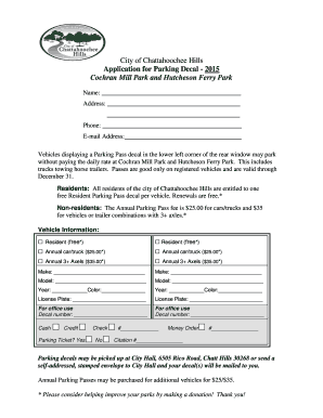 City of Chattahoochee Hills Parking Decal Application