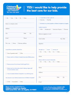 Children's Hospital Donation Form