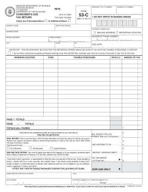 Missouri Consumer's Use Tax Return Form 53-C