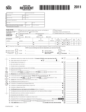 Maryland Resident 2011 Income Tax Return