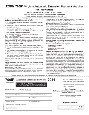 Virginia Form 760IP Automatic Extension Payment Voucher