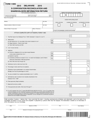 Delaware S Corporation Reconciliation and Shareholders Information Return