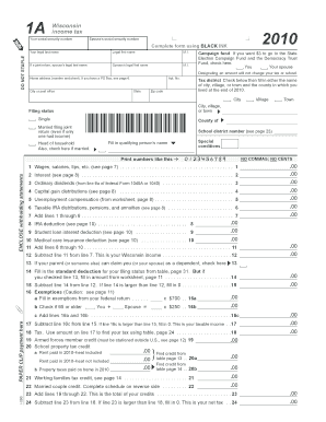 Wisconsin Form 1A 2010