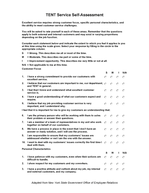 TENT Service Self-Assessment