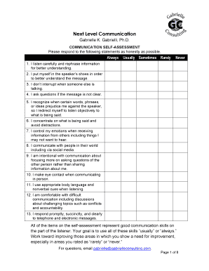 Communication Self-Assessment Form