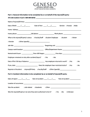 Accident Report Form (Non-Motor Vehicle)
