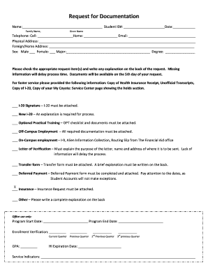 Student Documentation Request Form