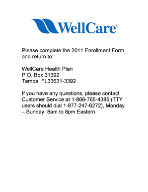 2011 WellCare Medicare Enrollment Form