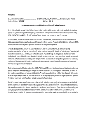 California Local Control and Accountability Plan Template