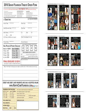 Yearbook Tribute Order Form