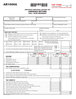 Arkansas Individual Income Tax Amended Return