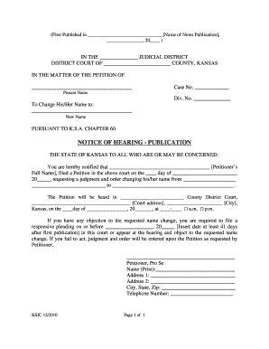 Kansas Name Change Petition