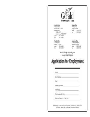 Gerald Printing Application for Employment