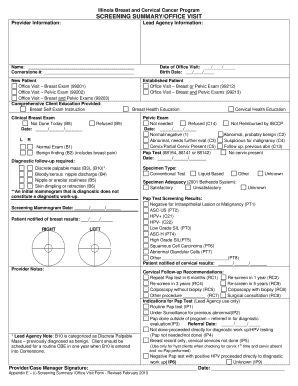 Illinois Breast and Cervical Cancer Screening Summary