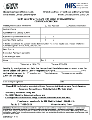 Illinois Breast & Cervical Cancer Certification Form
