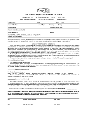 Stop Payment Request Form