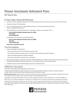 Pioneer SEP-IRA Adoption Agreement