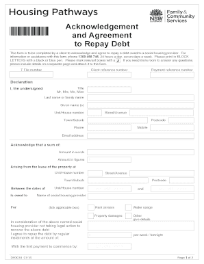 Acknowledgement and Agreement to Repay Debt
