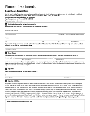 Pioneer Investments Name Change Request Form