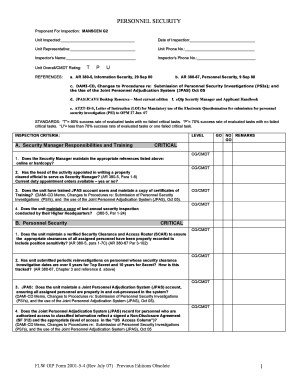 Personnel Security Inspection Form