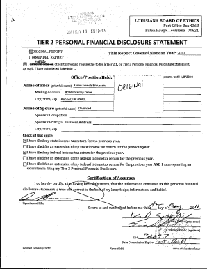 Louisiana Tier 2 Personal Financial Disclosure Statement