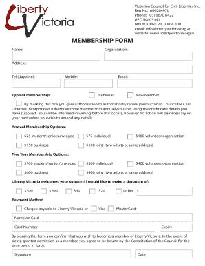 Liberty Victoria Membership Form