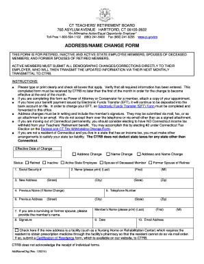 CT Teachers Retirement Board Address/Name Change Form