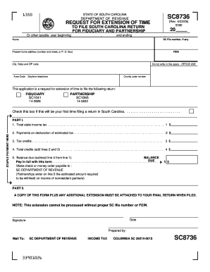 South Carolina Tax Extension Form SC8736