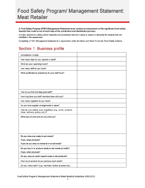 Food Safety Program Management Statement for Meat Retailers