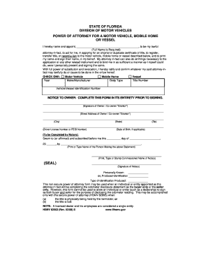 Florida Power of Attorney for Motor Vehicle