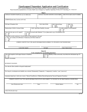 Handicapped Dependent Application and Certification