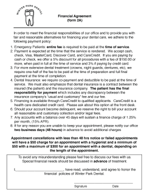 Dental Office Financial Agreement
