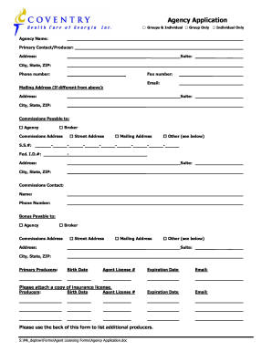 Agency Application Form