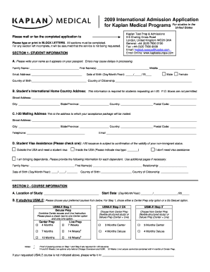 Kaplan Medical Programs International Admission Application