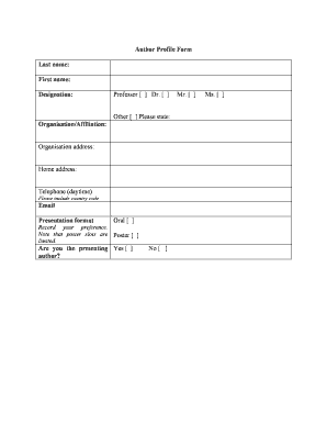 Author Profile Form