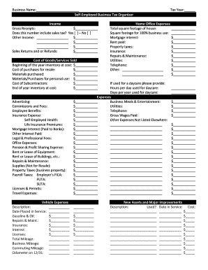 Self-Employed Business Tax Organizer